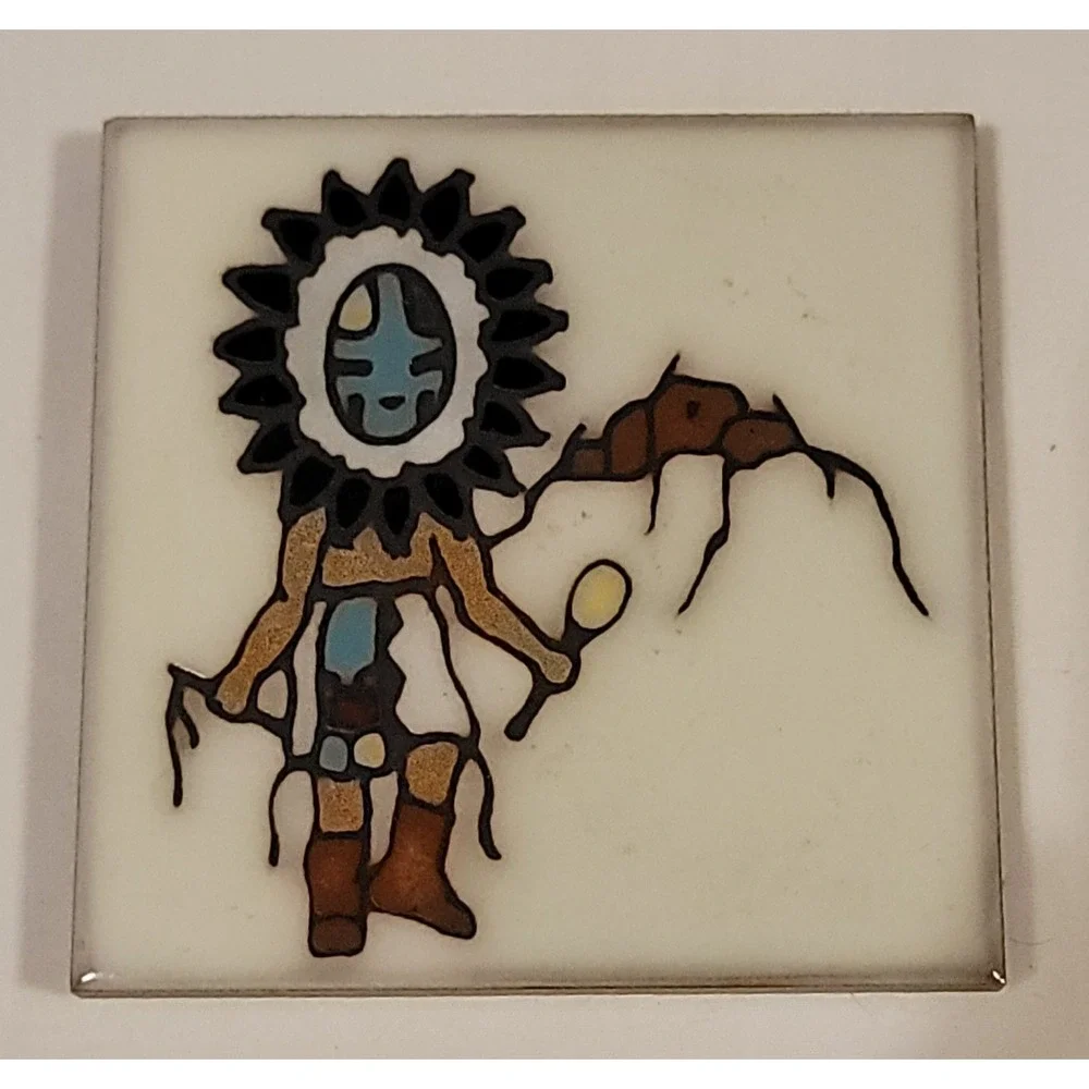 MASTERWORKS Handcrafted Ceramic Art Tile Southwest Native American Sun Kachina